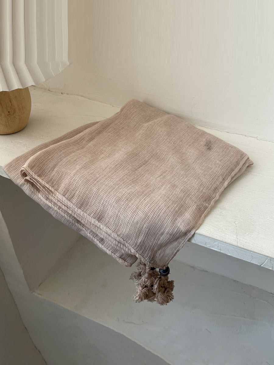 Women Retro Summer Cotton Tassel Shawl Scarf