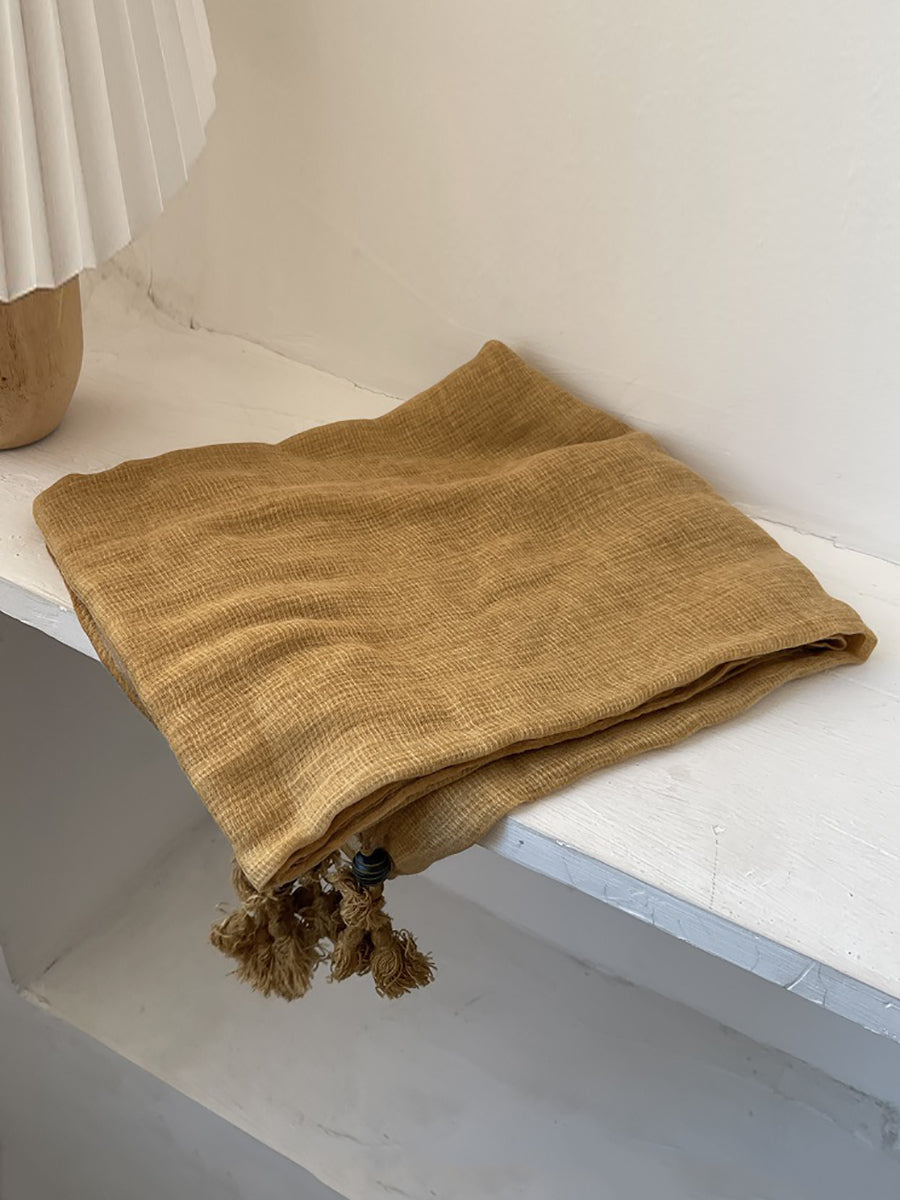 Women Retro Summer Cotton Tassel Shawl Scarf