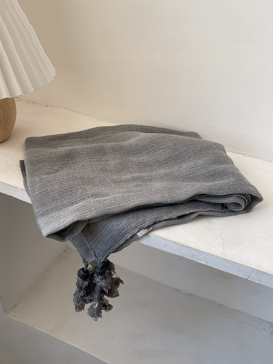 Women Retro Summer Cotton Tassel Shawl Scarf