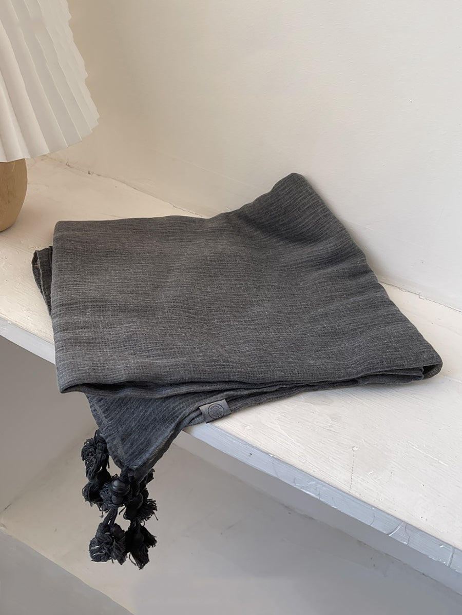 Women Retro Summer Cotton Tassel Shawl Scarf