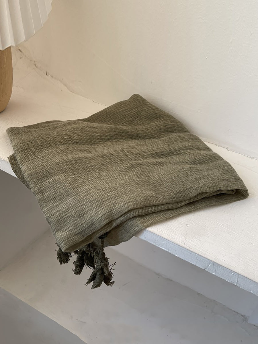 Women Retro Summer Cotton Tassel Shawl Scarf