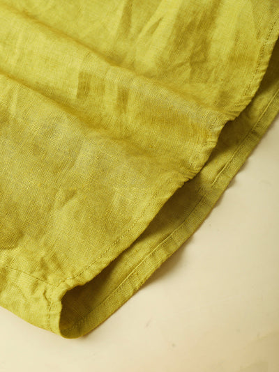 Women Summer Artsy Pure Color V-Neck 100%Linen Shirt