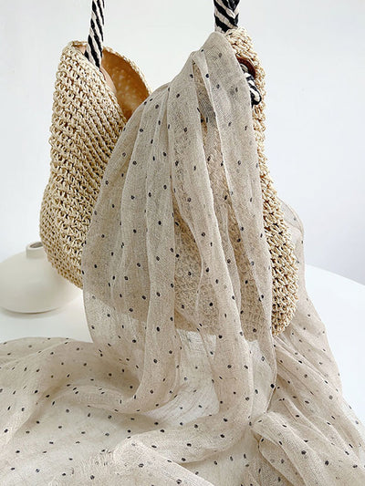 Women Artsy Dot 100%Linen Shawl Scarf