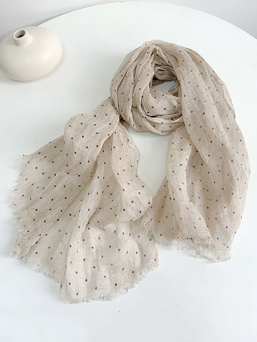 Women Artsy Dot 100%Linen Shawl Scarf