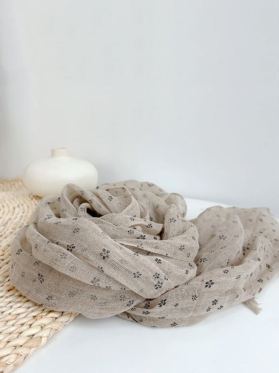 Women Artsy Dot 100%Linen Shawl Scarf