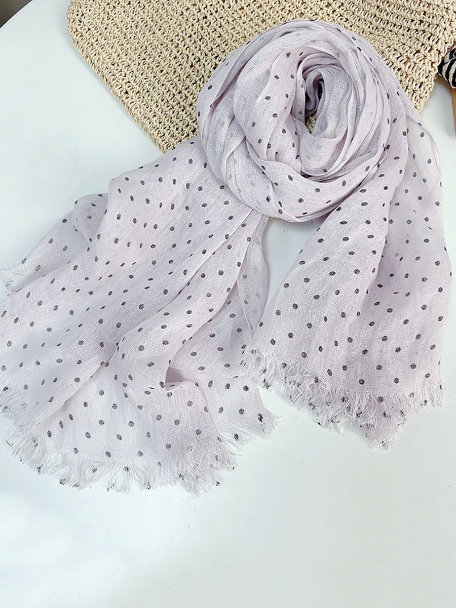 Women Artsy Dot 100%Linen Shawl Scarf