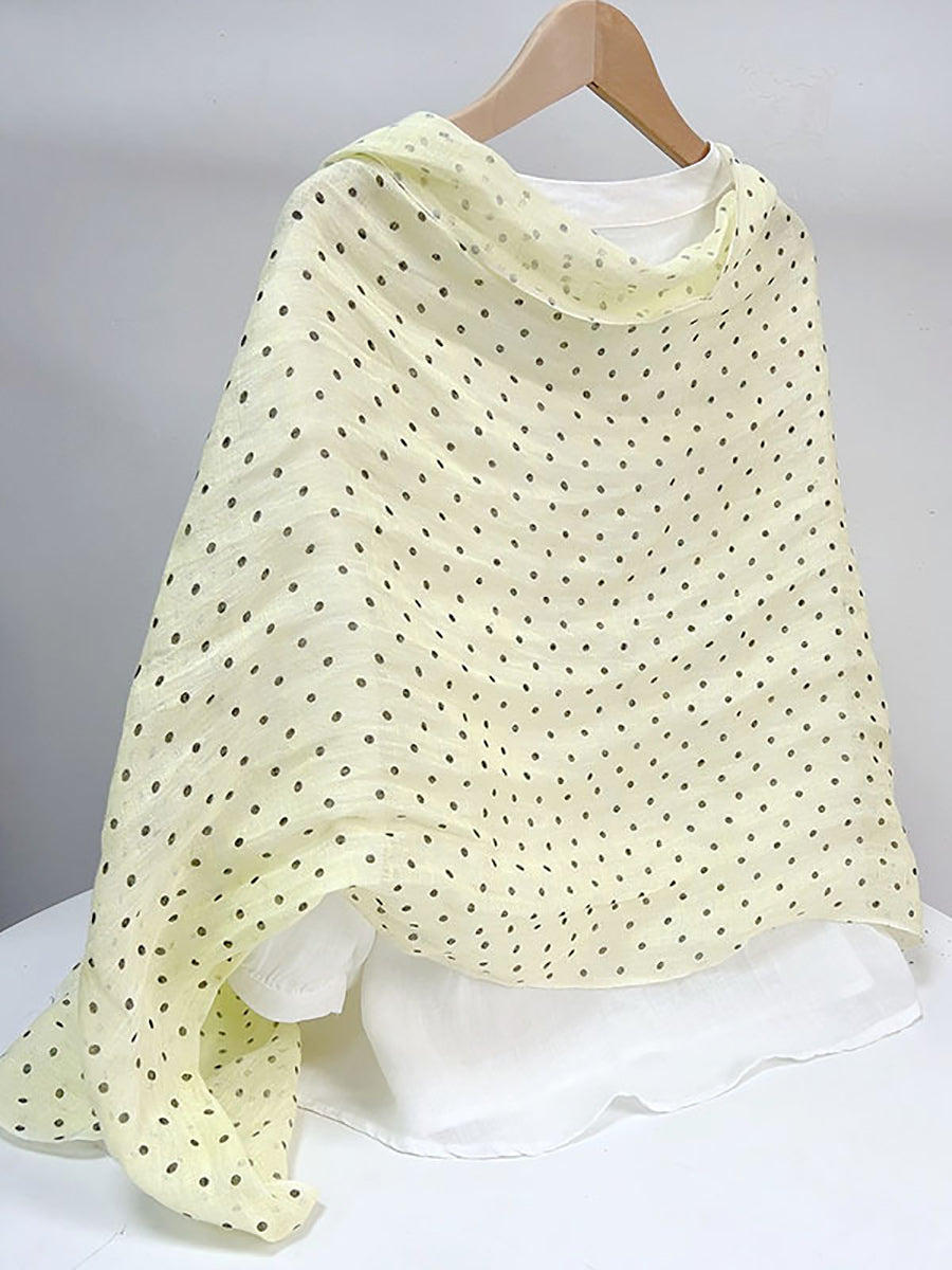 Women Artsy Dot 100%Linen Shawl Scarf