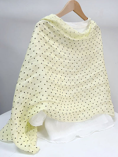 Women Artsy Dot 100%Linen Shawl Scarf