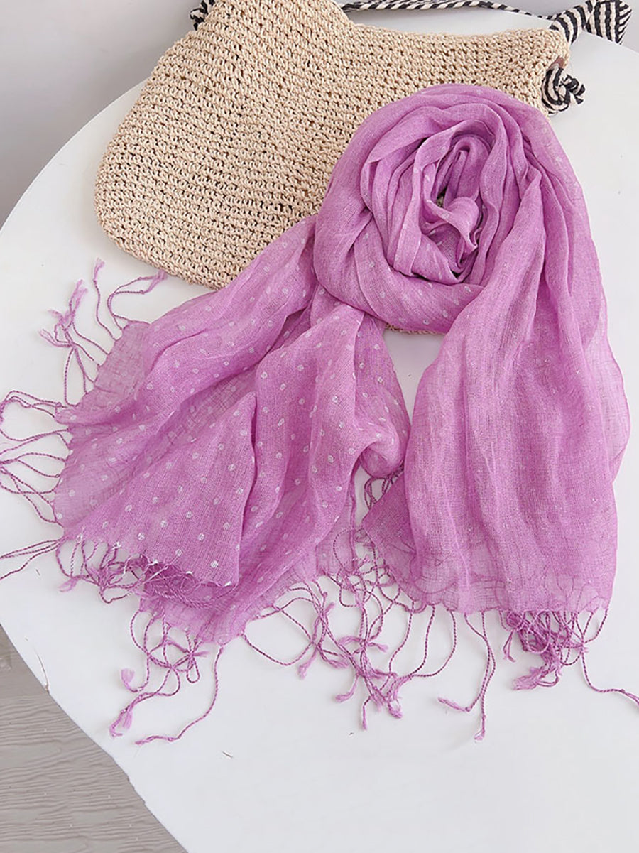 Women Artsy Dot 100%Linen Shawl Scarf