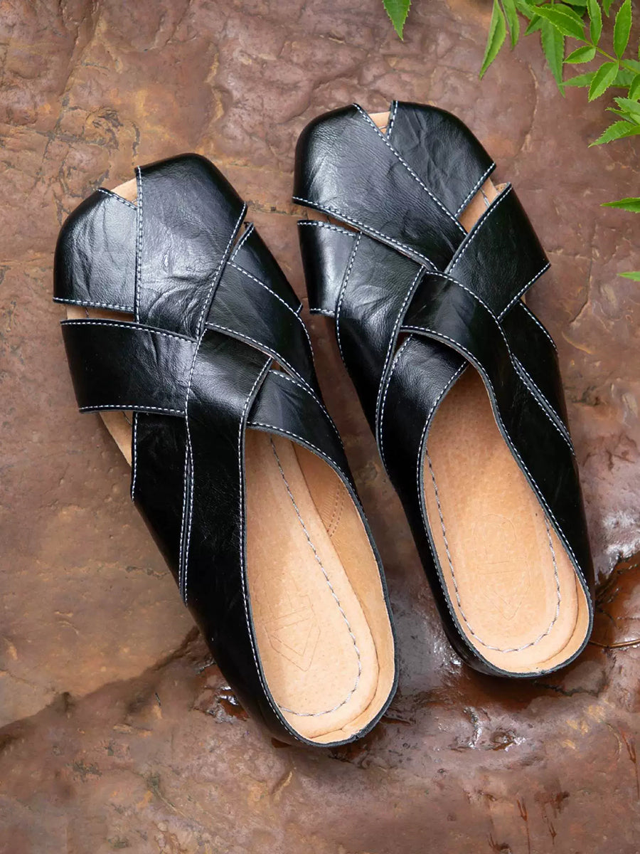Women Summer Casual Genuine Leather Slippers