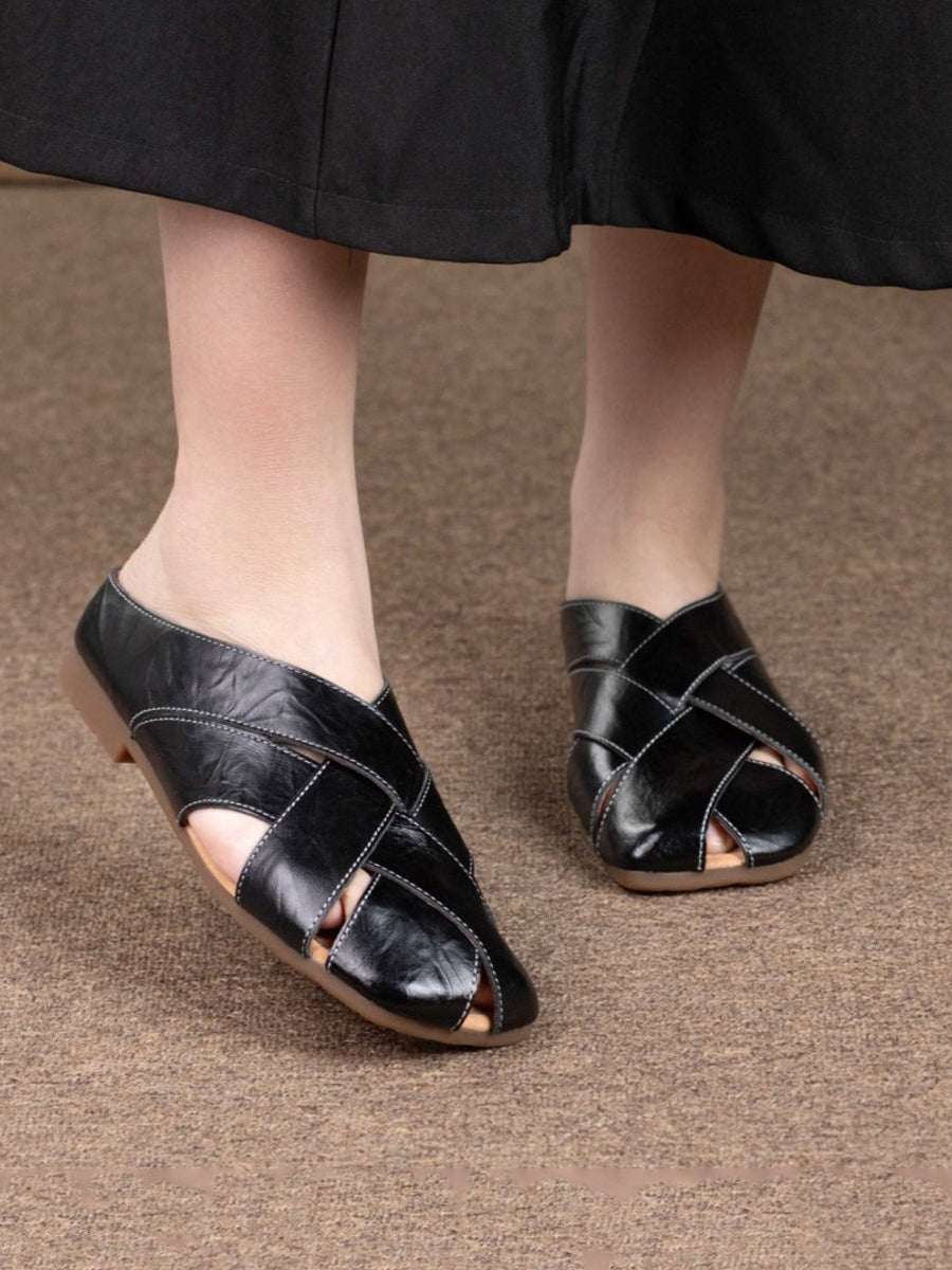 Women Summer Casual Genuine Leather Slippers