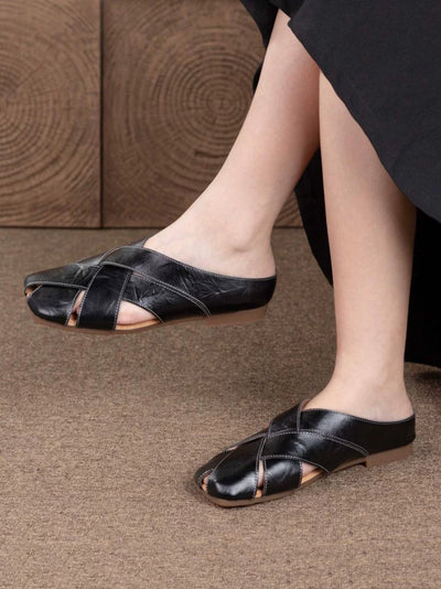 Women Summer Casual Genuine Leather Slippers