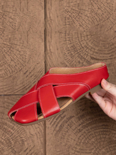 Women Summer Casual Genuine Leather Slippers