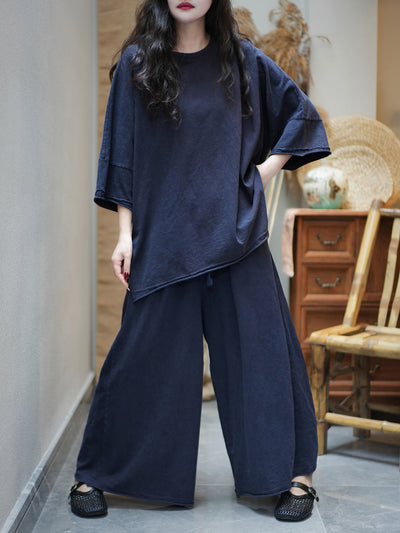 Women Summer Casual Pure Color Long Suits