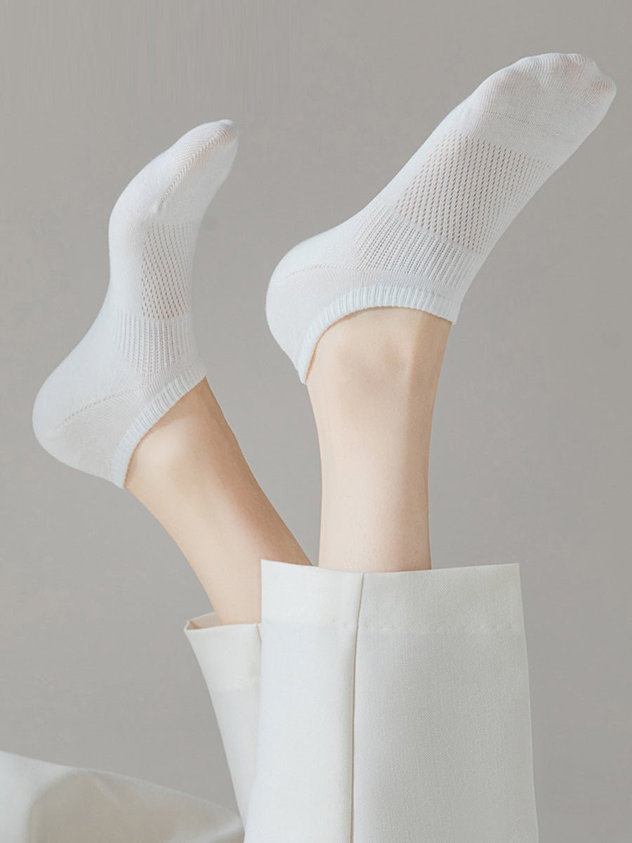7 Pairs Women Summer Casual Pure Color Cotton Short Socks
