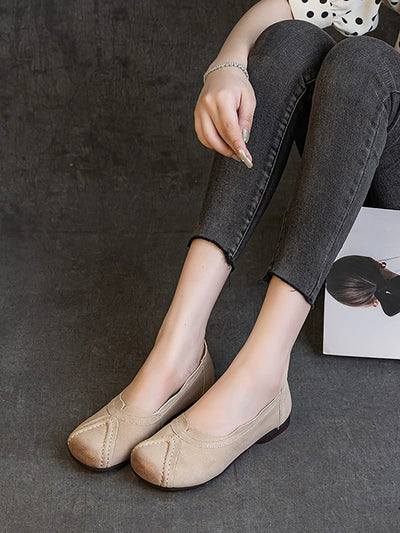 Women Summer Retro Genuine Leather Spliced Shoes