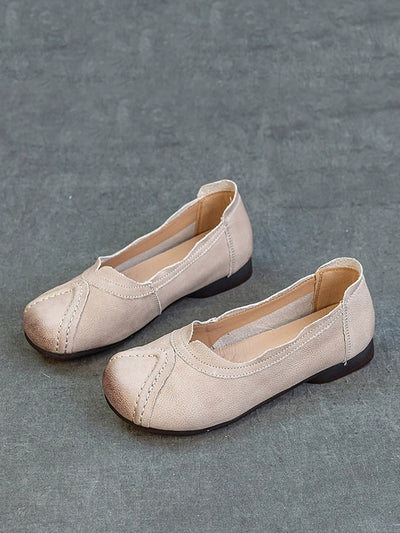 Women Summer Retro Genuine Leather Spliced Shoes