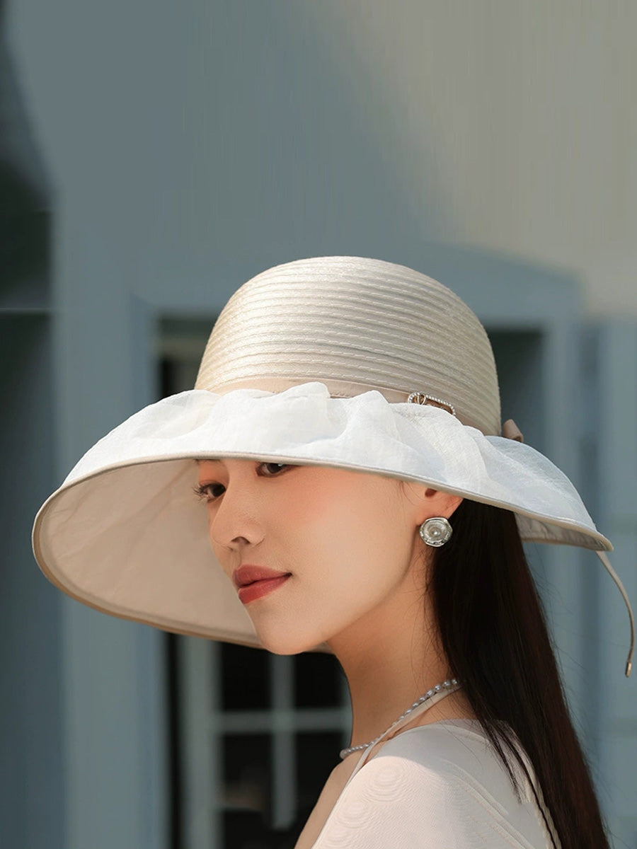Women Summer Casual Beathable Sunproof Bow Hat