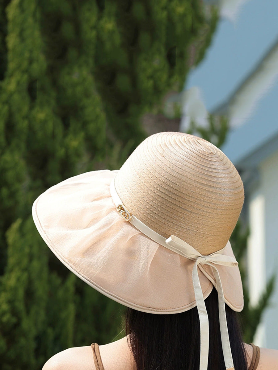 Women Summer Casual Beathable Sunproof Bow Hat