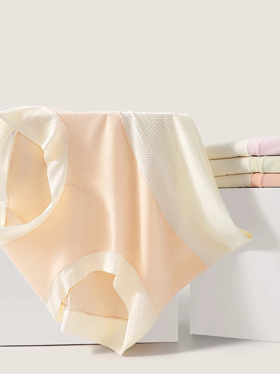 5 Pieces Summer Women Colorblock High Waist Cotton Underwear