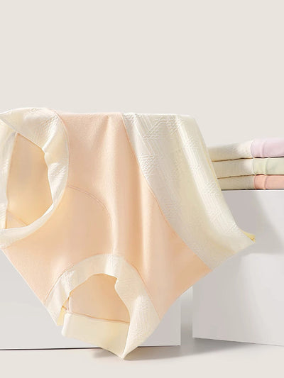 5 Pieces Summer Women Colorblock High Waist Cotton Underwear