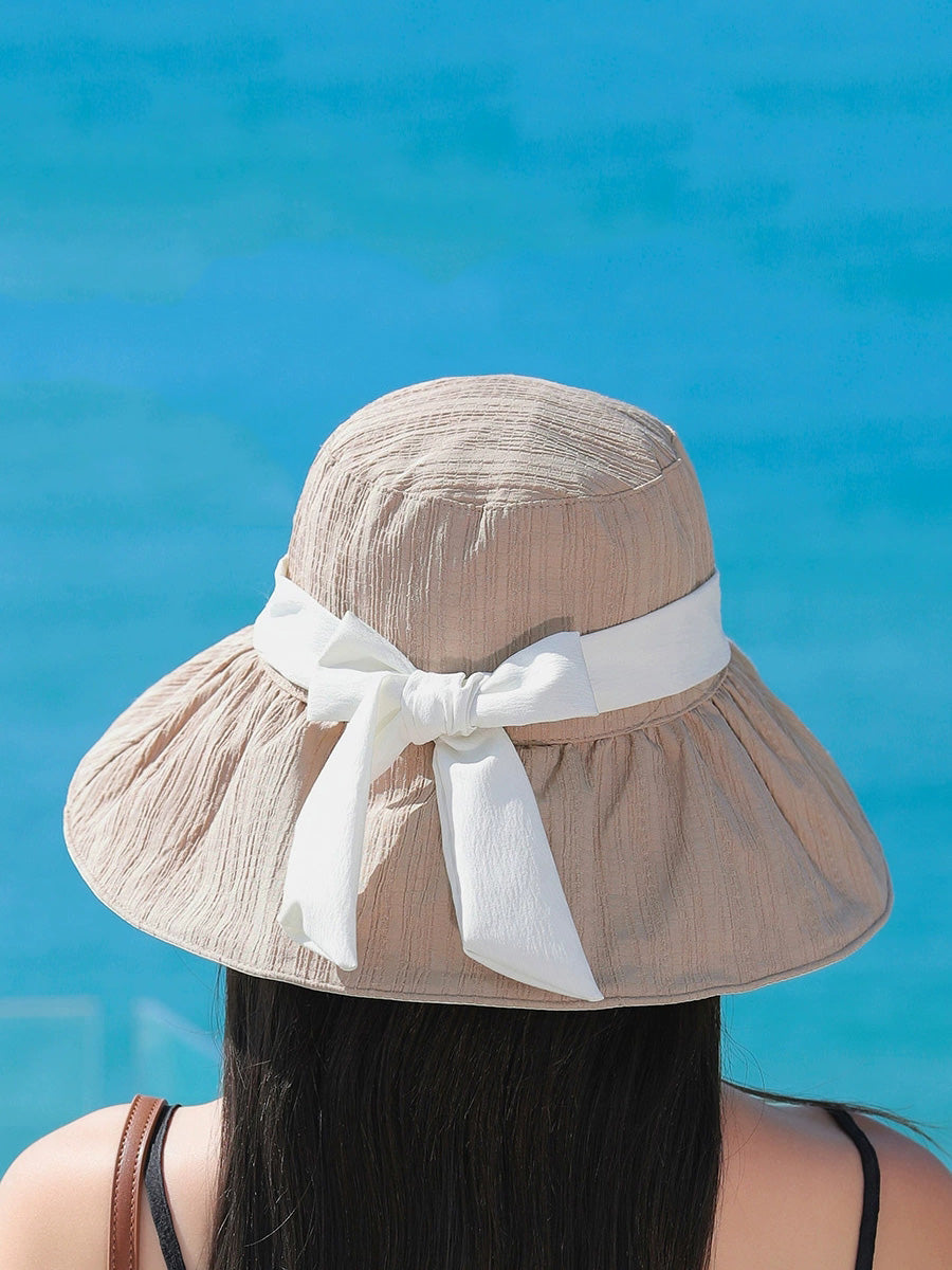 Women Summer Colorblock Bowknot Sunproof Hat