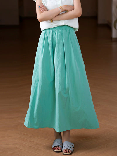 Women Summer Casual Pure Color A-Shape Skirt