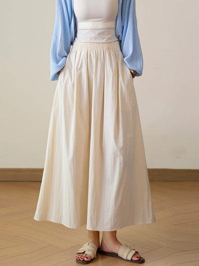 Women Summer Casual Pure Color A-Shape Skirt