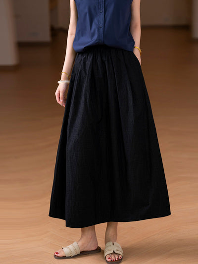 Women Summer Casual Pure Color A-Shape Skirt