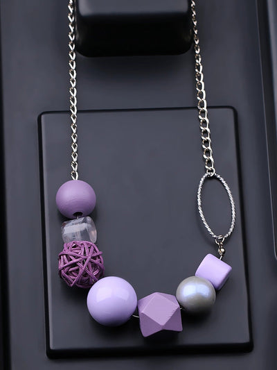 Women Artsy Geometric Wood Resin Alloy Necklace