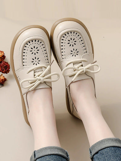 Women Summer Genuine Leather Strap Flat Shoes