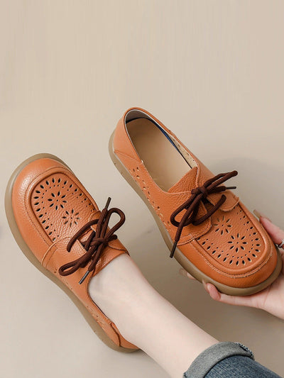 Women Summer Genuine Leather Strap Flat Shoes