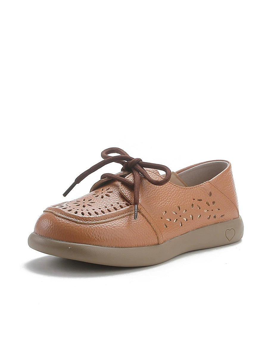 Women Summer Genuine Leather Strap Flat Shoes