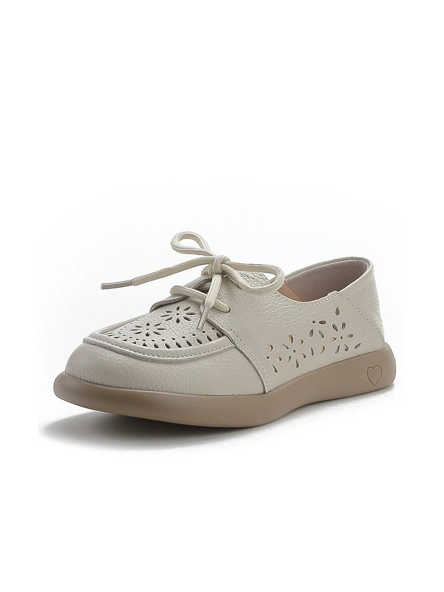 Women Summer Genuine Leather Strap Flat Shoes