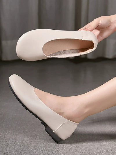 Women Summer Casual Soft Leather Low Heel Shoes