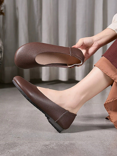 Women Summer Casual Soft Leather Low Heel Shoes