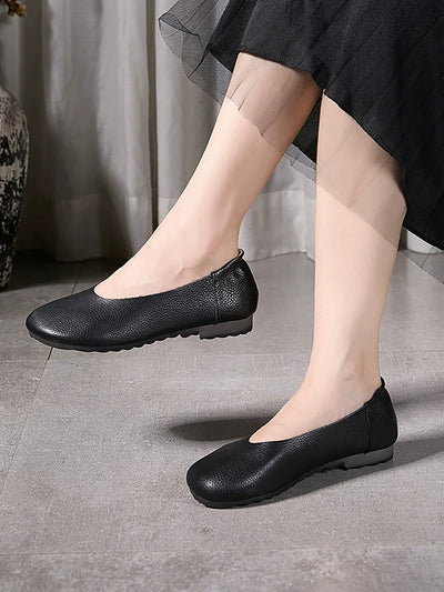 Women Summer Casual Soft Leather Low Heel Shoes