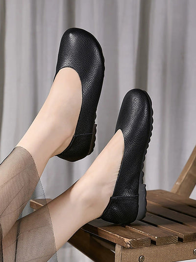 Women Summer Casual Soft Leather Low Heel Shoes