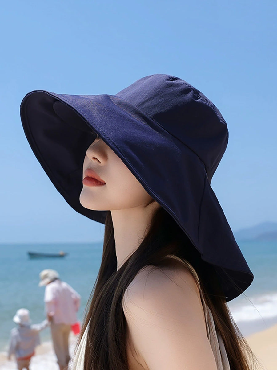 Women Summer Casual Pure Color Sunproof Hat