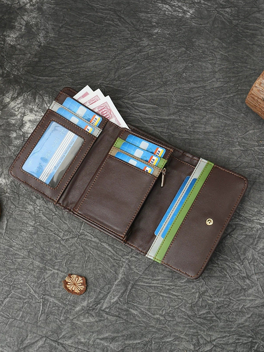 Women Colorful Leather Weave Multifunction Wallet