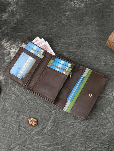 Women Colorful Leather Weave Multifunction Wallet