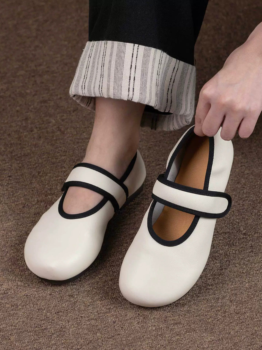 Women Summer Casual Colorblock Leather Shoes