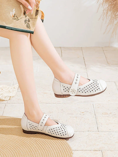 Women Summer Casual Pure Color Hollow Out Shoes