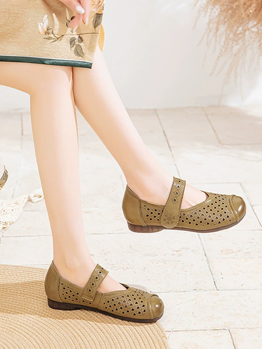 Women Summer Casual Pure Color Hollow Out Shoes