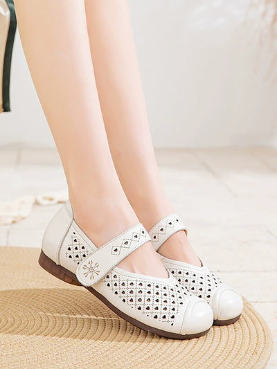 Women Summer Casual Pure Color Hollow Out Shoes