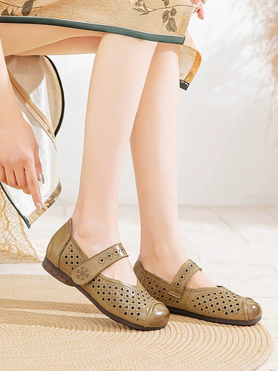 Women Summer Casual Pure Color Hollow Out Shoes