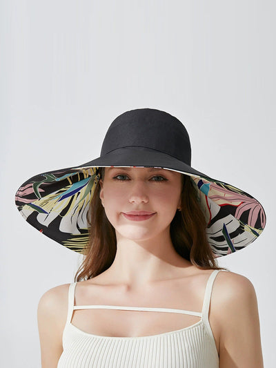 Women Summer Artsy Flower Dual-side Wearing Sunproof Hat