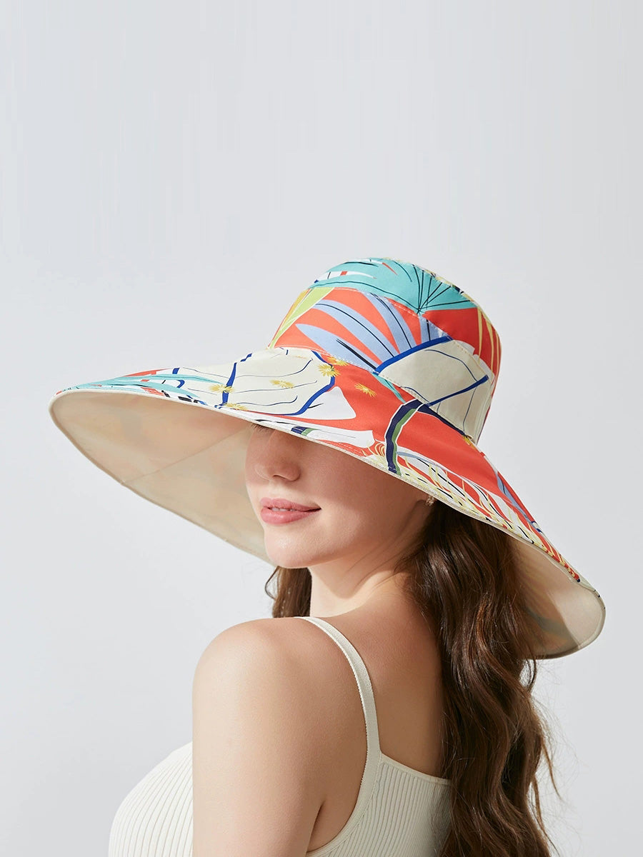 Women Summer Artsy Flower Dual-side Wearing Sunproof Hat