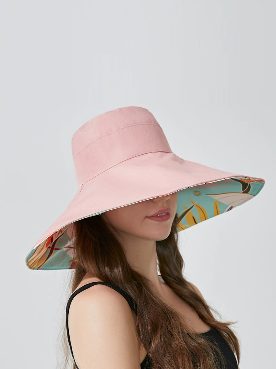 Women Summer Artsy Flower Dual-side Wearing Sunproof Hat