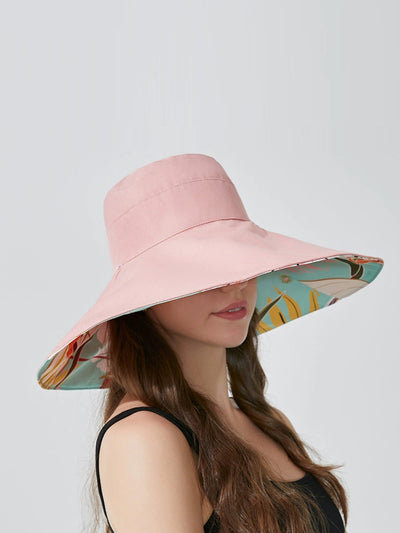 Women Summer Artsy Flower Dual-side Wearing Sunproof Hat